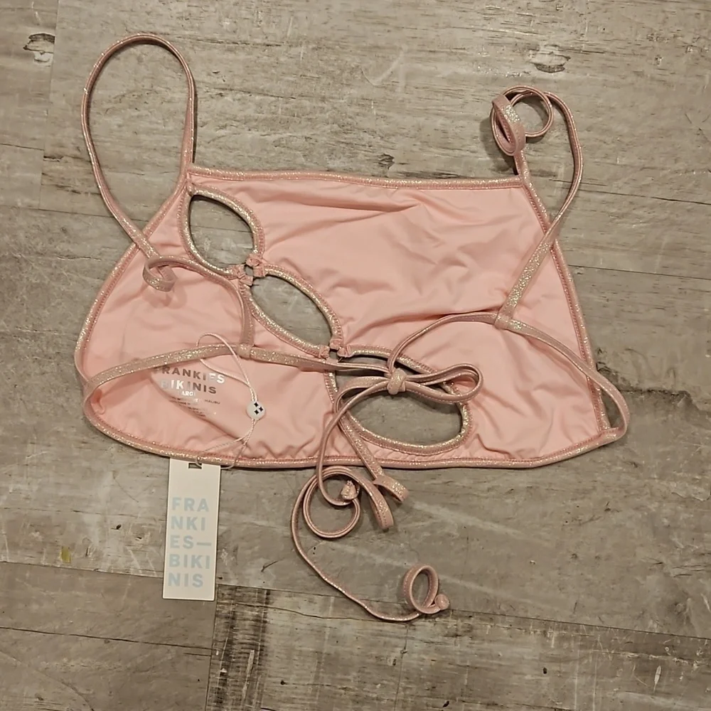 💕FRANKIES BIKINIS💕 Jamilla Iridescent String Top ~ Gilded Angel Large L NWT